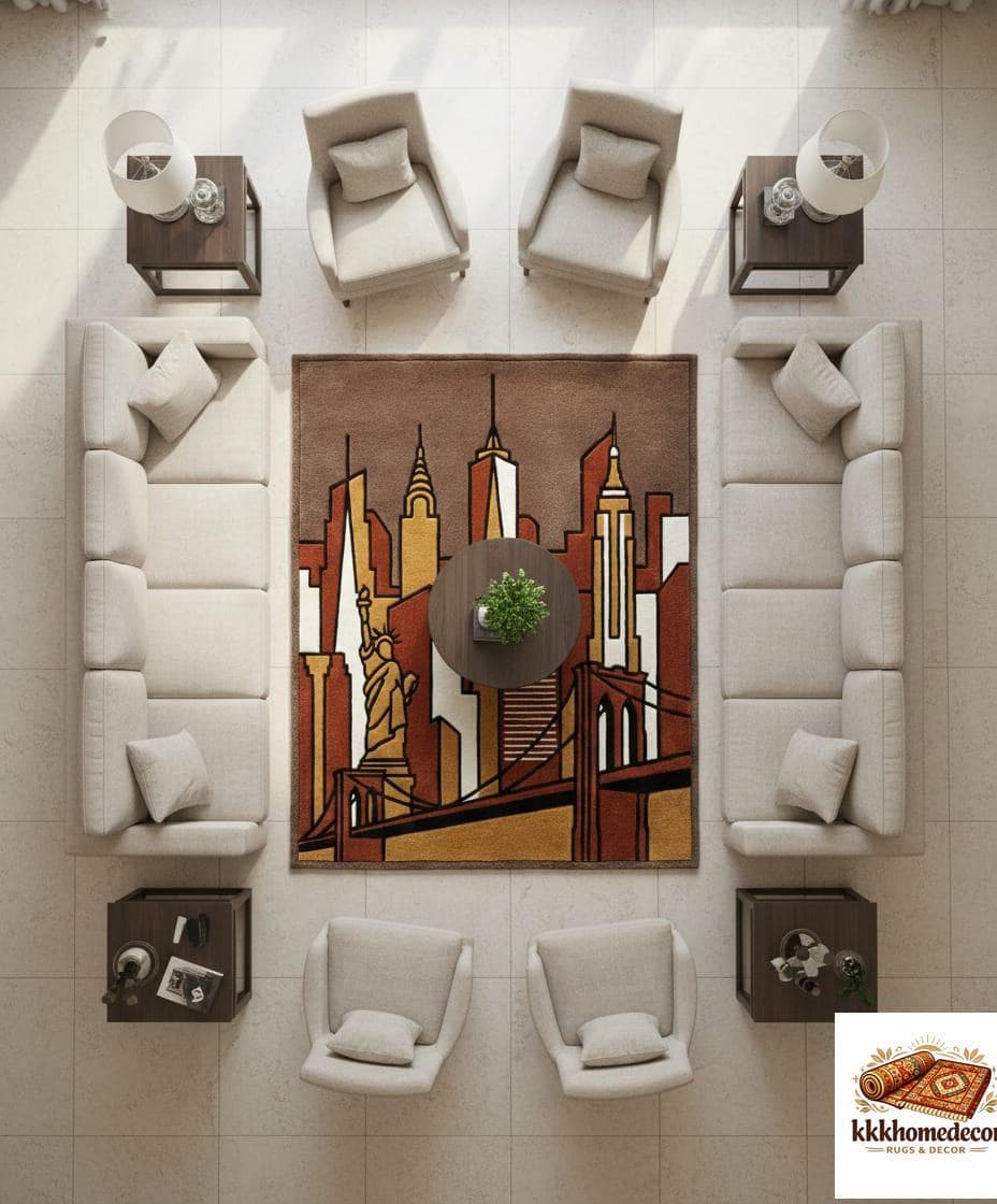 Skyline Rugs Retro New York City Skyline Tufted Area Rug - Warm Earth Tones - Etsy