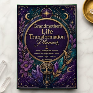 Plantilla imprimible para la vida de la abuela, planificador de reinvención, diario de envejecimiento con propósito, afirmaciones para el legado