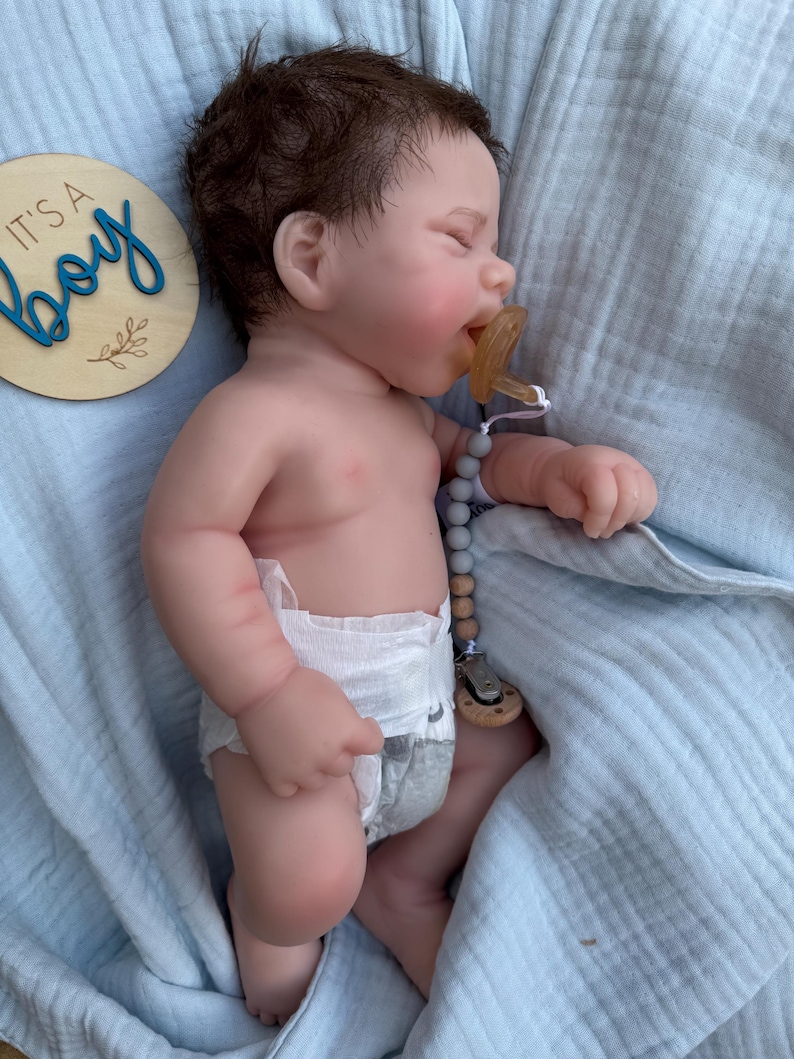 Boy -Reborn baby doll- Full silicone body - Doll - Floppy and squishy 7 lbs with Hair- Free shipping image 12