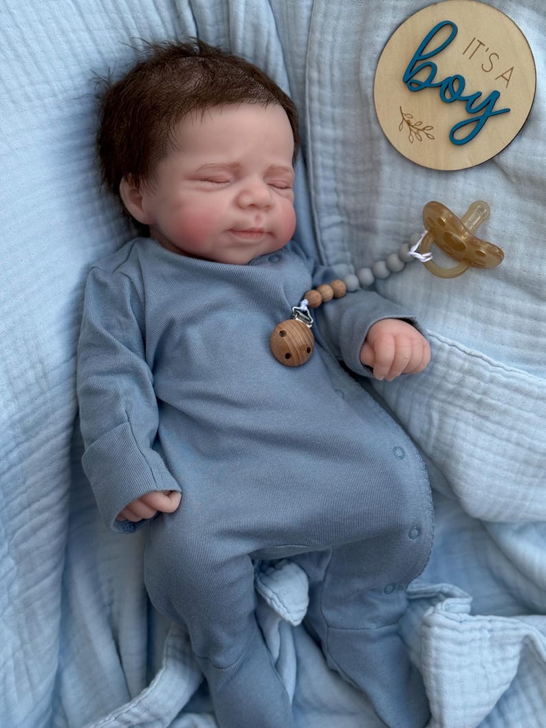 Boy -Reborn baby doll- Full silicone body - Doll - Floppy and squishy 7 lbs with Hair- Free shipping image 4