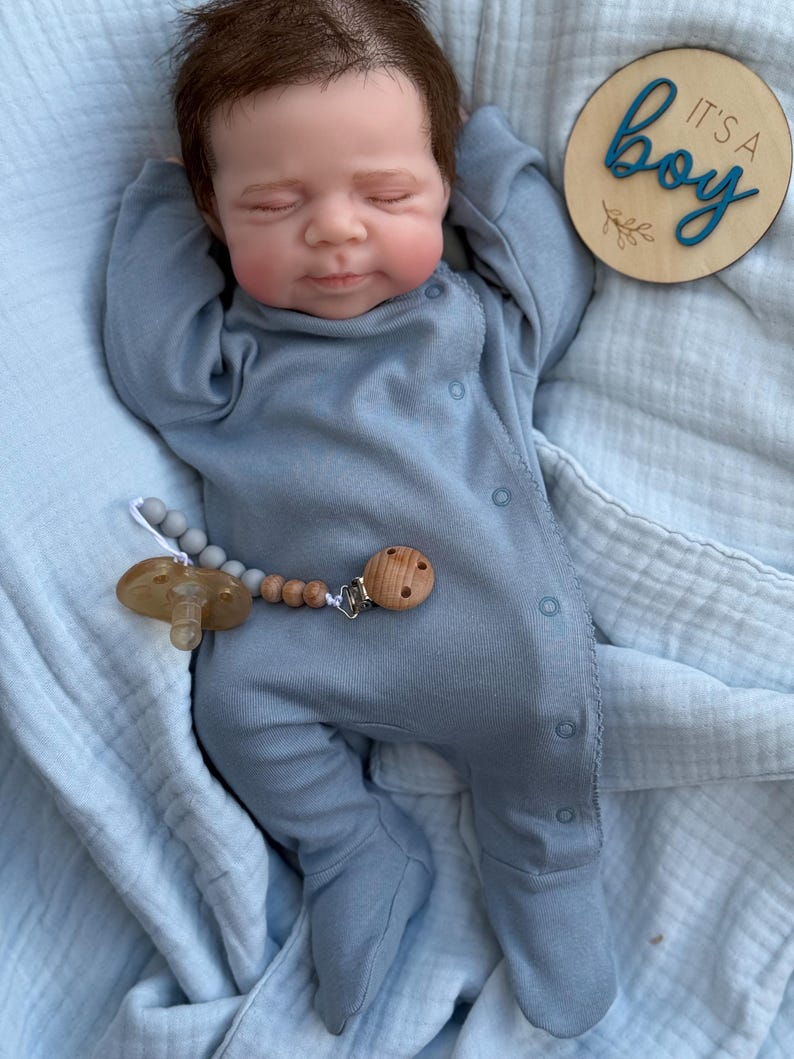 Boy -Reborn baby doll- Full silicone body - Doll - Floppy and squishy 7 lbs with Hair- Free shipping image 6