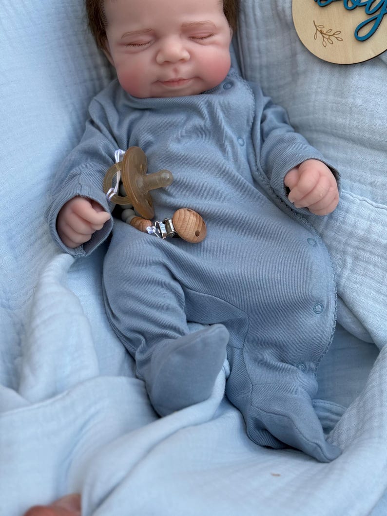 Boy -Reborn baby doll- Full silicone body - Doll - Floppy and squishy 7 lbs with Hair- Free shipping image 7