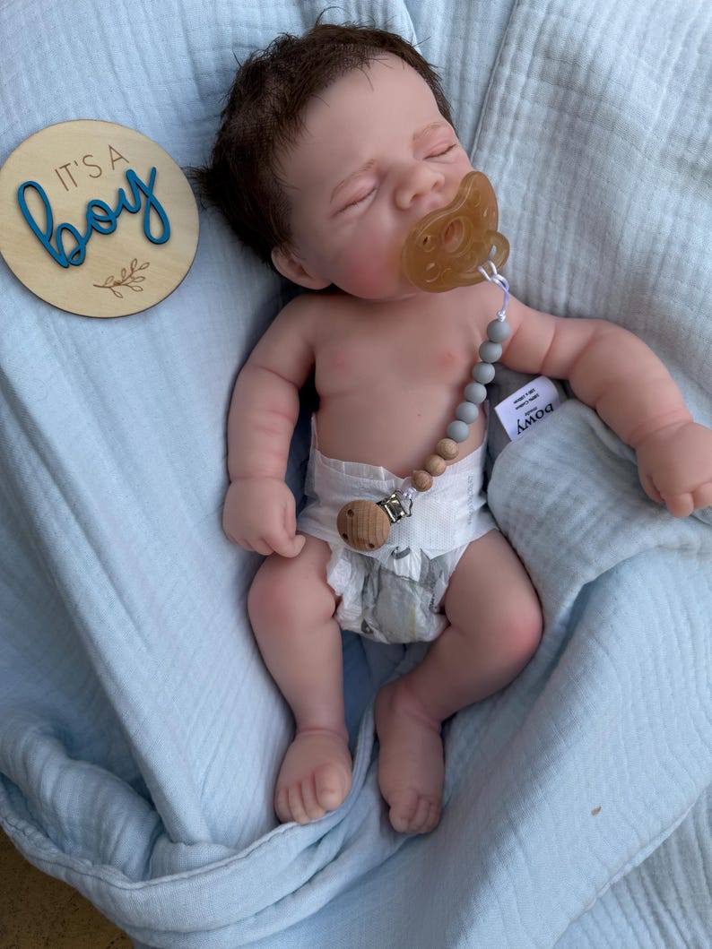 Boy -Reborn baby doll- Full silicone body - Doll - Floppy and squishy 7 lbs with Hair- Free shipping image 11