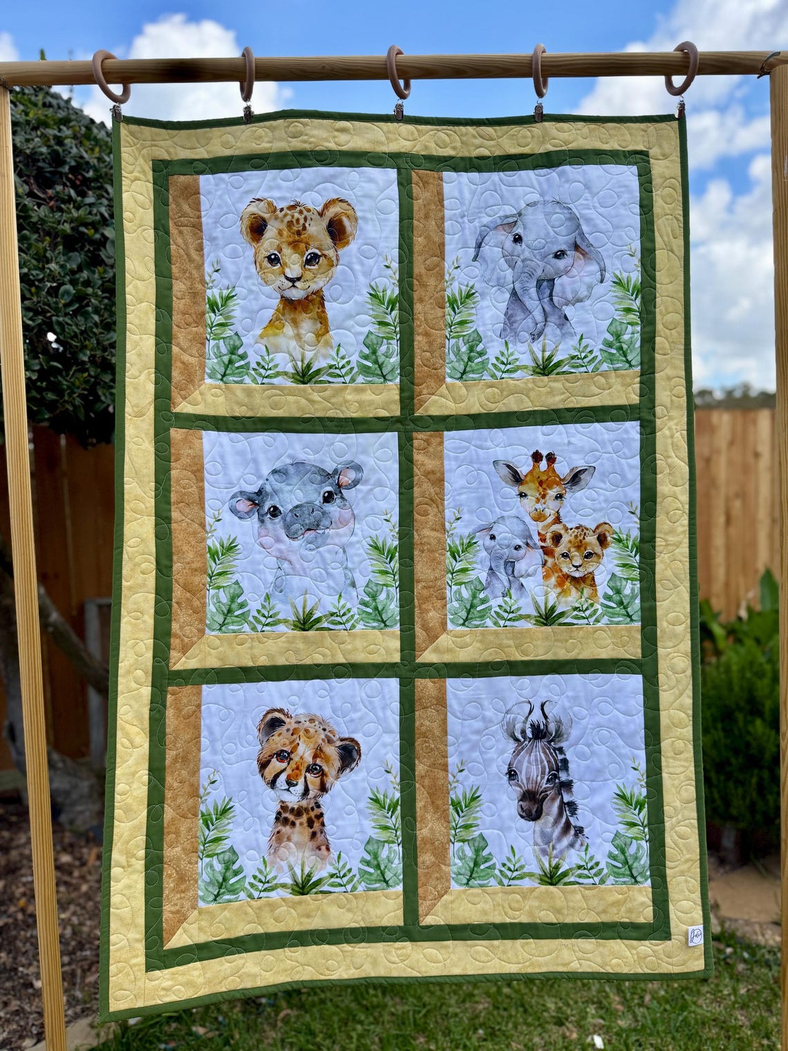 Handmade Safari Animals Baby Quilt – Jungle Nursery Decor, Toddler ...