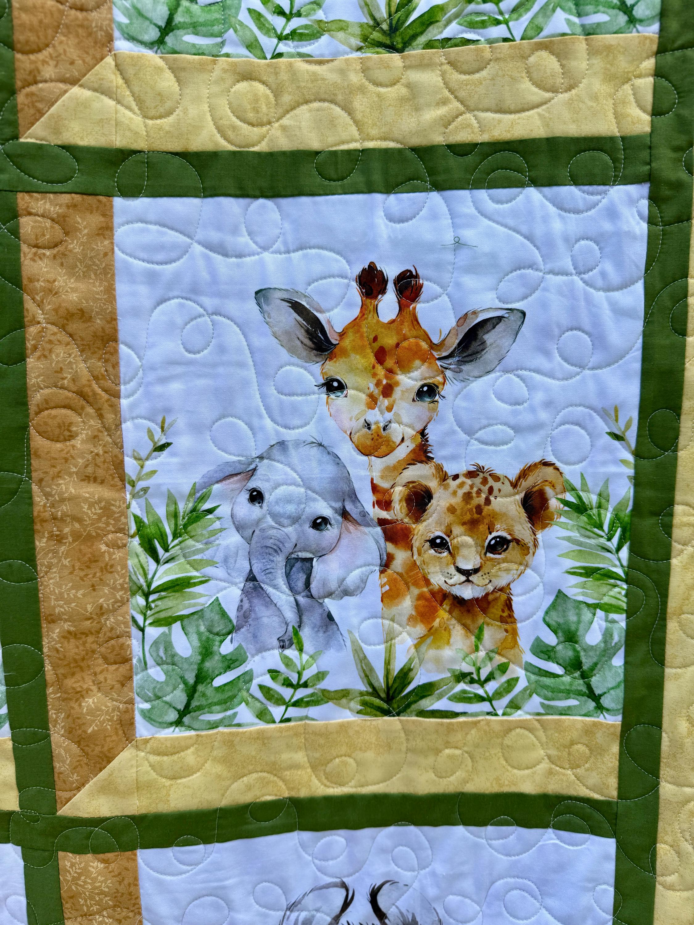Handmade Safari Animals Baby Quilt – Jungle Nursery Decor, Toddler ...