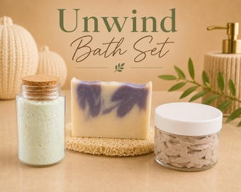 Entspannungsbad Spa-Set | Lavendel Seife, Vanille Körperbutter & Eukalyptus Badeschaum