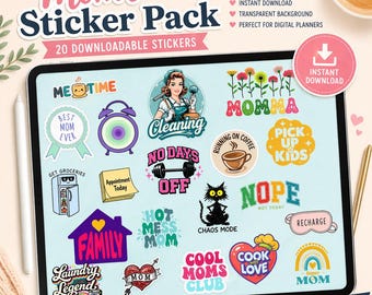Mom Life Digital Sticker Pack | Mother's Planner Stickers | Digital Download PNG Stickers