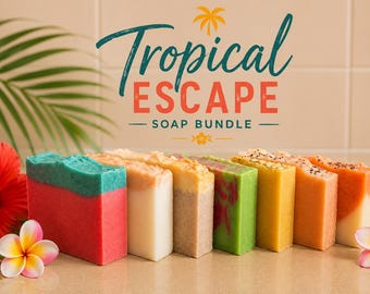 Tropisches Escape Seifenpaket 4 oder 8 | Handgemachte fruchtige Sommer Riegel