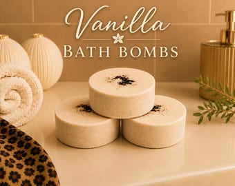 Vanilla Badekugel 3er Set - Große handgefertigte Badekugeln, Spa Geschenk mit limitierter Auflage