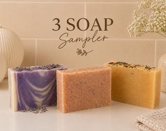 3 Seifen Sampler Set | Handgemachte Kaltprozess-Artisan-Seifen | Kleinserien-Naturbars