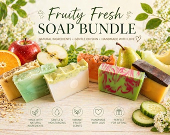 Set de jabones frutales de verano / Naranja, manzana, pera, limón y aromas frescos / Set de jabones artesanales / Regalo para el autocuidado