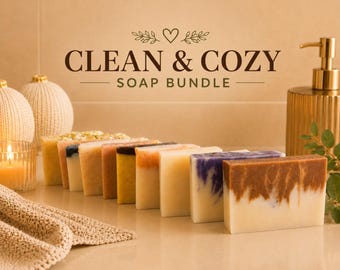 Handgefertigte Clean & Cozy Soap Bundle 3 oder 6 | Leicht duftende handgemachte Riegel | Spa inspiriert Selbstpflege Geschenk