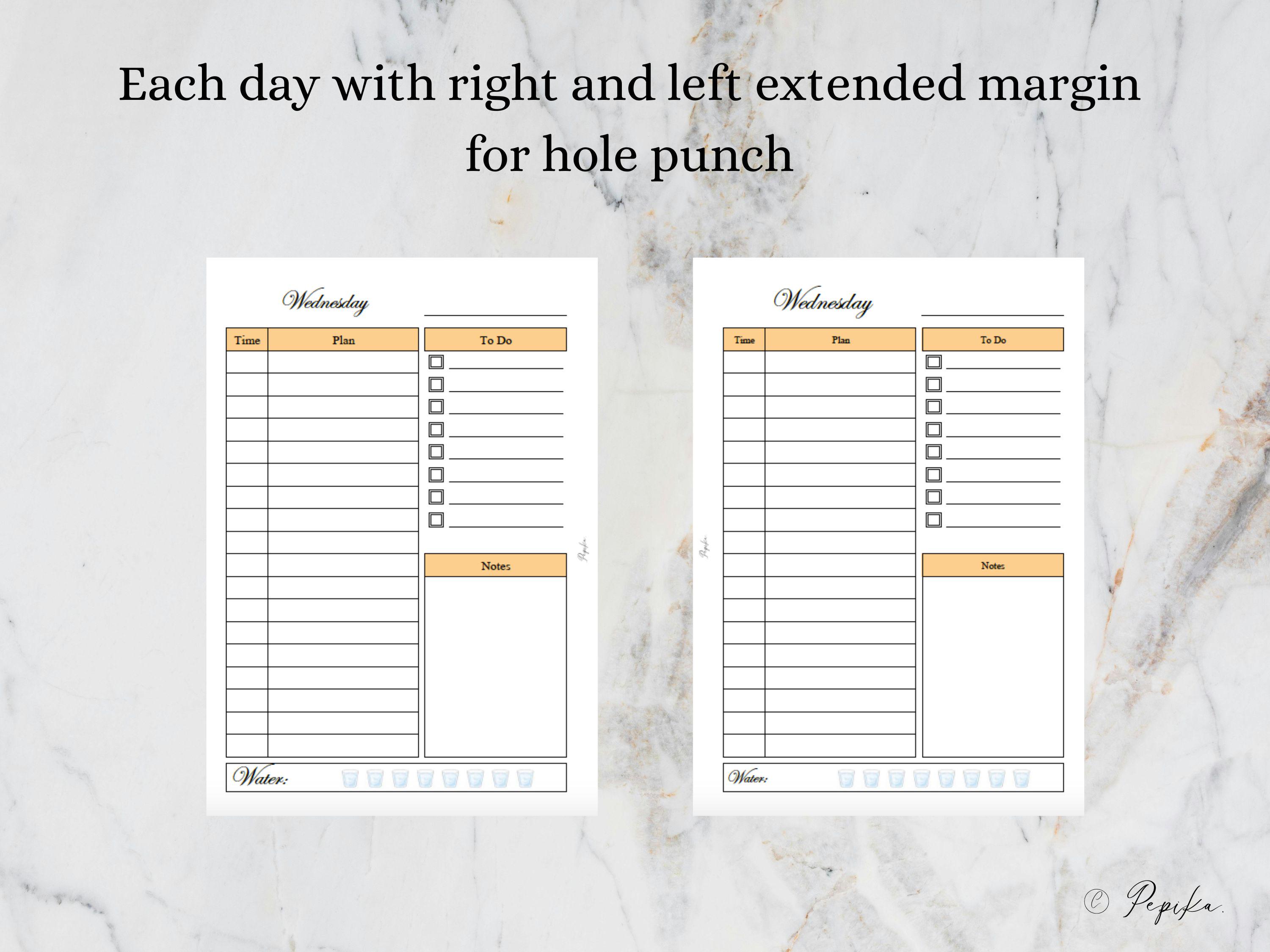 Time Insert Paper A5 Undated Daily Planner Inserts: Time Blocking, Task Manager (digital ...