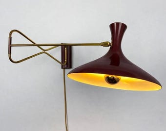 Italian Vintage Brass Swing Arm Wall Sconce – Handmade Art Deco Lamp Light Fixture