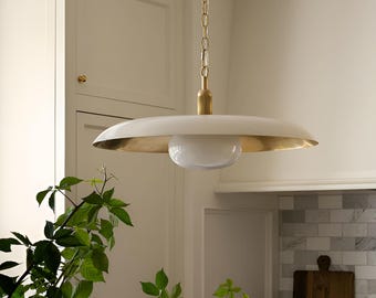 Handmade Brass Pendant Light – Modern Minimalist Kitchen Island Hanging Lamp