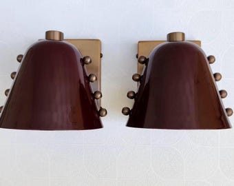 1950's Brass Cone Wall Sconces: Mid-Century Modern Lighting Pair