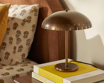 Mid Century Modern Brass Mushroom Lamp | Vintage Italian Stilnovo Style Table Light | Retro Desk Lamp.
