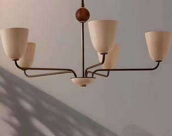 Mid Century Italian Brass Sputnik Chandelier: Stilnovo 1950s Ceiling Light Fixture