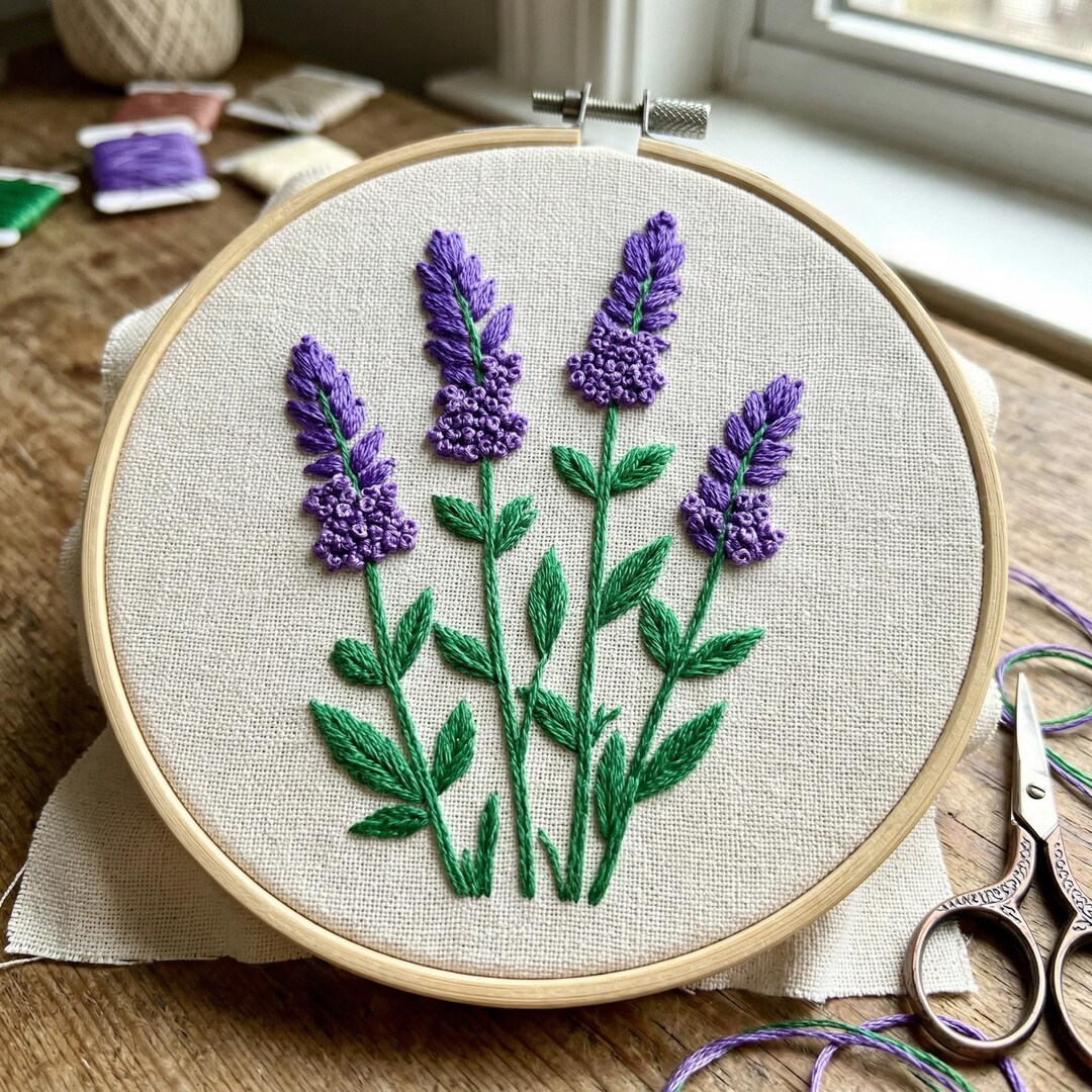 Lavender Bundle Embroidery Pattern – Floral Hand Stitch DIY (digital ...