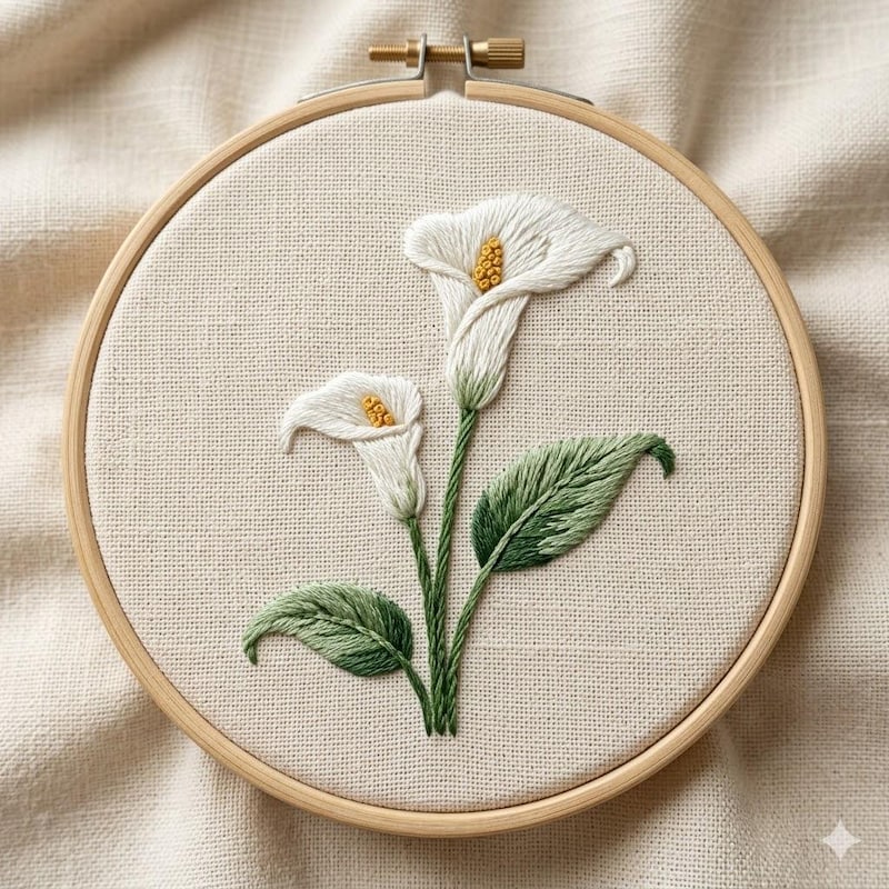 White Lily Hand Embroidery - Etsy UK