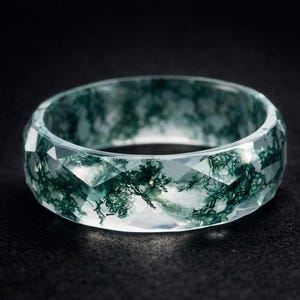 Anello in agata muschiata naturale, anello delicato con pietra preziosa, gioiello minimalista fatto a mano, regalo unico per lei, anello impilabile da indossare tutti i giorni
