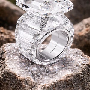 Anello con taglio ottagonale in zircone bianco, anello con pietra preziosa in argento sterling 925, gioiello minimalista impilabile, regalo per donna