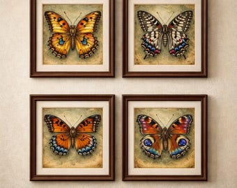 Ensemble d'impression papillon vintage, art mural insecte ancien, affiche d'histoire naturelle (téléchargement numérique)