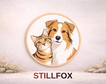 Illustration de portrait d'animal de compagnie personnalisé - Art mural minimaliste chat chien (téléchargement numérique)