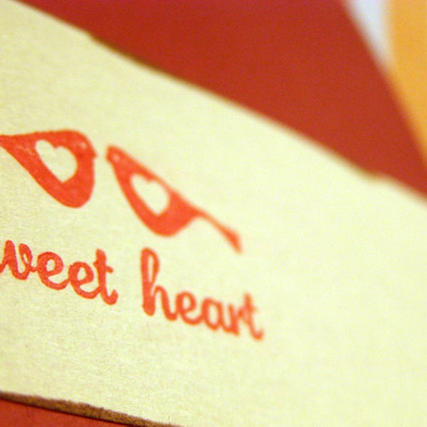 Tweet Heart Lovebirds Card - Valentine's Day, Love, Anniversary, Engagement, Wedding, Red