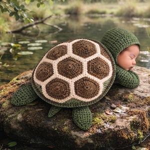 Turtle Baby Cocoon Crochet Pattern, Newborn Photo Prop PDF, Amigurumi Turtle Pattern, Crochet Cocoon Instant Download, Baby Shower Gift