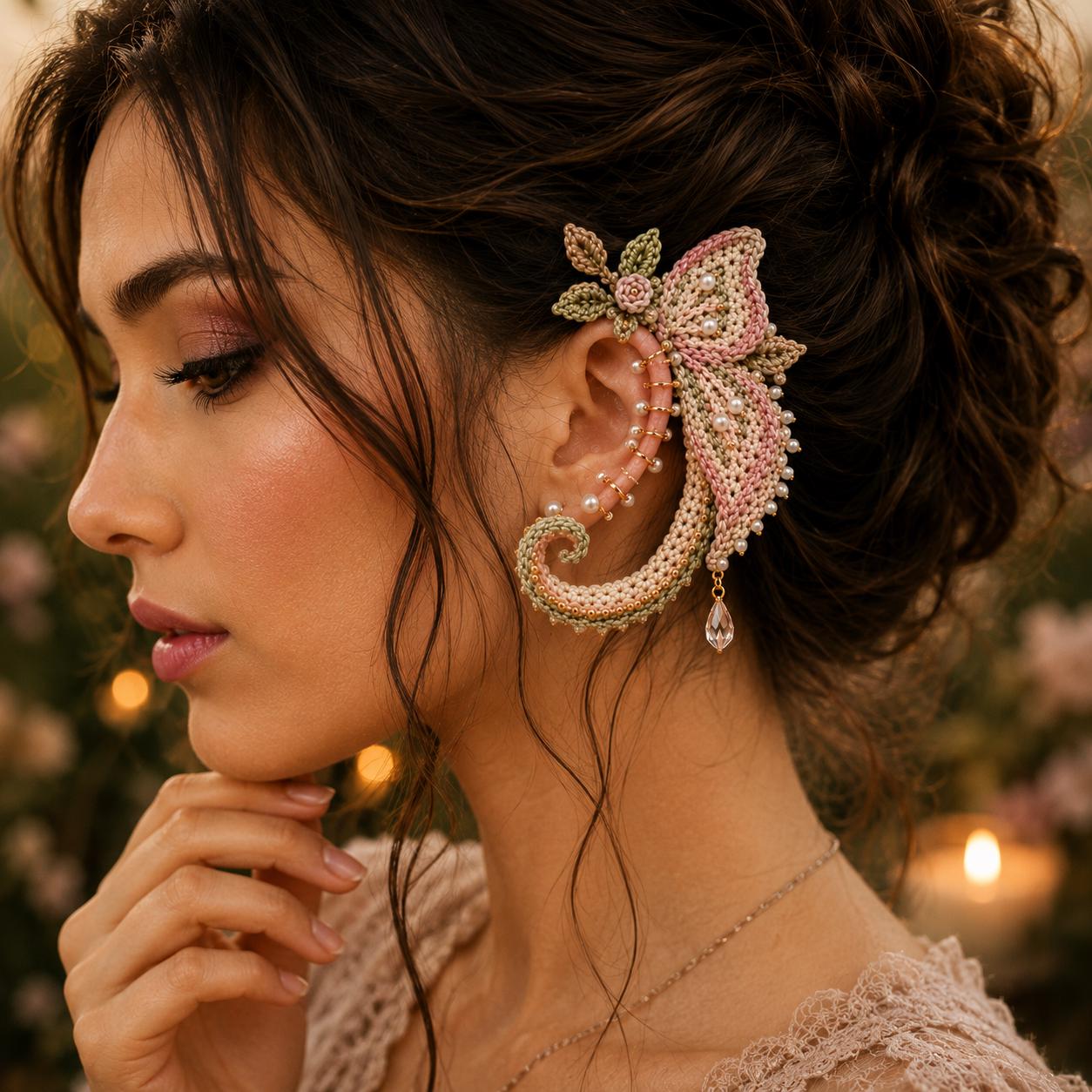 37 Moth Crochet Patterns for Amigurumi, Wearables, and Whimsical Home Decor 35 Fairy Moth Ear Cuff Whimsigoth Fantasy Ear Wrap Fairycore