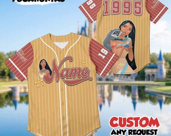 Custom Pocahontas Baseball Jersey, Personalized Meeko Raccoon Shirt, Disney Princess Fan Gift, Pocahontas Jersey, Custom Disney Trip Outfit