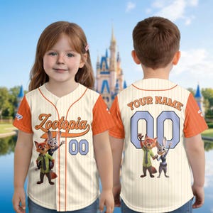 Custom Zootopia Baseball Jersey, Personalized Judy Hopps Nick Wilde Shirt, Disney World Family Trip Outfit, Zootopia Movie Fan Gift Apparel Orange