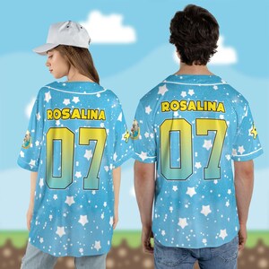 Custom Rosalina Galaxy Baseball Jersey, Personalized Super Mario Star Shirt, Princess Rosalina Space Apparel, Custom Nintendo Jersey image 2