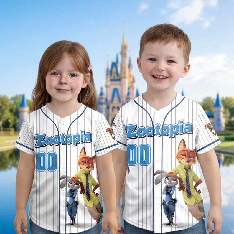 Anpassad Zootropia basebolltröja, Nick Wilde och Judy Hopps-tröja, personlig Zootropia-familjetröja, Disney World-semesteroutfit bild 5