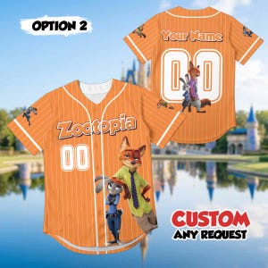 Anpassad Zootropia basebolltröja, Nick Wilde och Judy Hopps-tröja, personlig Zootropia-familjetröja, Disney World-semesteroutfit Option 2