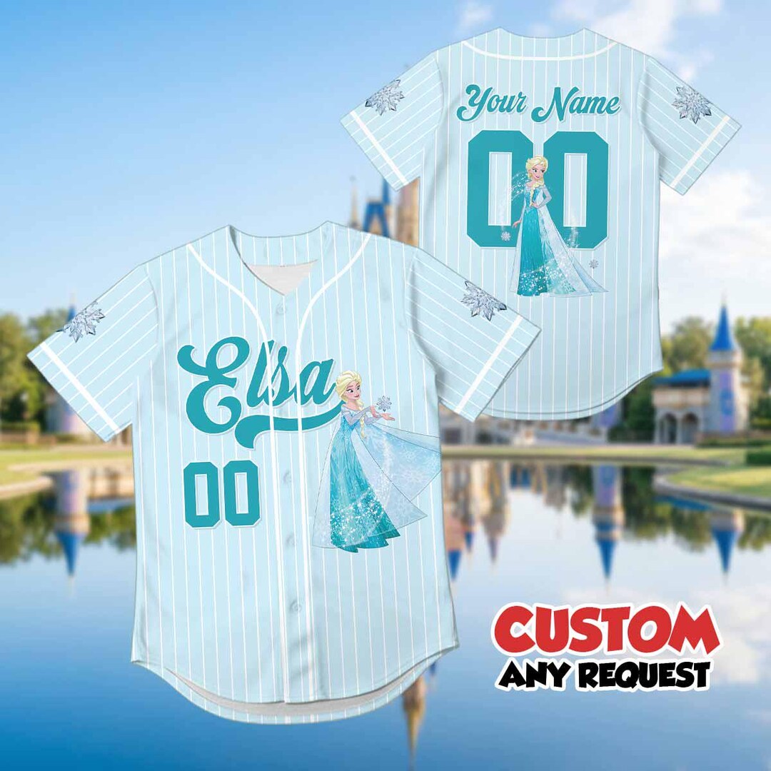 Custom Elsa Baseball Jersey, Personalized Frozen Princess Shirt, Disney ...