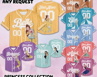 Personalized Princess Baseball Jersey, Personalized Disney Princess Shirt, Family Vacation Jersey, Custom Name Team Shirt