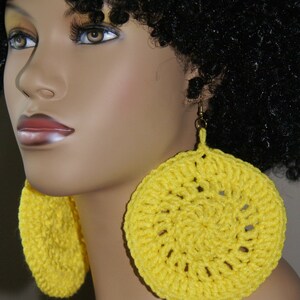 Jumbo Crochet Earrings- Yellow