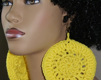 Jumbo Crochet Earrings- Yellow