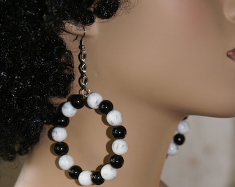 Bold Afrocentric Beaded Hoop Earrings