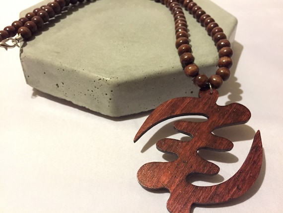 Mens Beaded Necklace With Gye Nyame Pendant