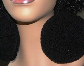 Jumbo Crochet Earrings- Black