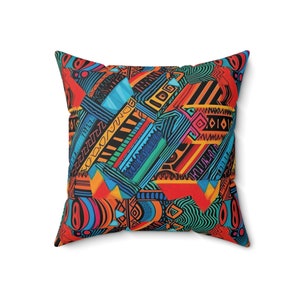 African Print Throw Pillow, Afrocentric Tribal Decor