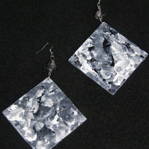 Large Dangle Hand-Painted Wood Statement Earrings