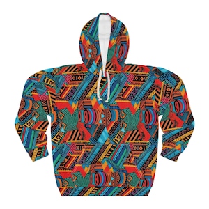 Unisex Afrocentric African Print Inspired Print All Over Hoodie, Afrocentric Pullover