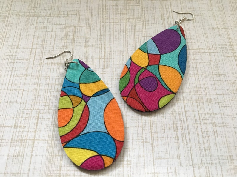 Fabric Covered Wood Earrings Etsy