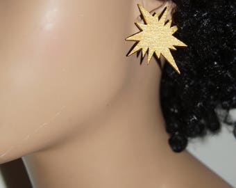 Starburst Stud Wood Earrings