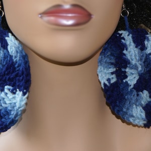 Large Crochet Earrings-The Blues