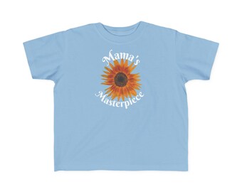 Toddler's Custom Blue Tee with Handpainted Sunflower